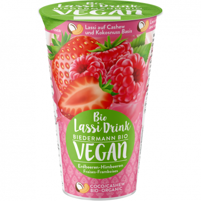 Lassi - Joghurt-Drink Erdbeere Himbeere vegan (230ml)